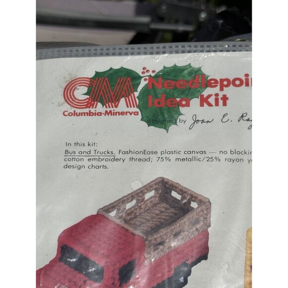 Columbia-Minerva Needlepoint Christmas Idea Kit Bus And Truck Vintage NIP - Picture 5 of 9